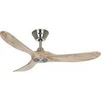 CasaFan Ventilateur de plafond ECO GENUINO chrome/bois clair 122 cm - , Eco Genuino, Bois, Salon / séjour, Bois, Moderne