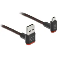 DeLOCK EASY-USB 2.0 Cable Type-A, male to EASY-USB Type-Micro-B, male plug, angled, up/down, 0.5 m, Black, 0.5 m, USB A, Micro-USB B, USB 2.0, Black