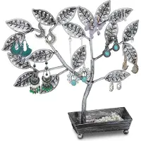 Relaxdays Arbre bijoux, Argent, Noir