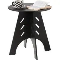 SoBuy Table d'appoint ronde en bois noir à tenons et mortaises