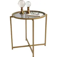 Skye Decor , S407K - Gold, table basse, or, 100 % verre trempé, 50 x 50 x 50 cm