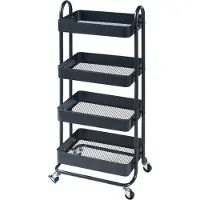 En.casa Chariot de cuisine 'Pyhäntä' avec 4 paniers de rangement 103,5 x 46 x 35 cm Acier noir