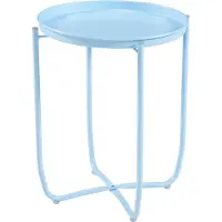 En.casa Table plateau 'Sandefjord' ronde avec un plateau amovible acier 53 x 40 cm bleu ciel