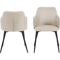 Molecule Ilsa chaise de salle à manger avec accoudoirs beige.