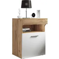 Hioshop Table de nuit Table d'appoint Porte pivotante Console Boxspring Table de nuit Slepal M Table de nuit Table d'appoint Porte pivotante Console Boxspring Table de nuit Slepal M