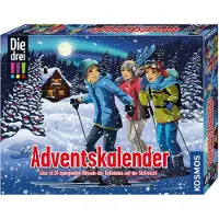 Kosmos 632502 Les TROIS Calendrier de l'Avent 2023, Résous l'énigme du mystère du séjour au ski, avec 24 gimmicks de détective, calendrier de l'Avent en jouet pour enfants à partir de 8 ans