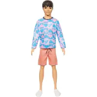 Barbie Fashionistas Poupée Ken au corps élancé, chemise à manches longues amovible, HRH24
