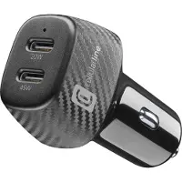 Cellularline Car Power Hyper - iPhone, Samsung, Xiaomi, Oppo and other Smartphones and Tablets Chargeur de voiture à 2 ports, 65W Power Delivery