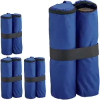 Relaxdays Sacs de sable pour tentes de jardin , lot de 4, tissu Oxford, à remplir de sable, sacs de lestage pour tentes de réception, sacs de lestage, bleu