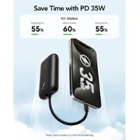 Veger powerbank 10000 mAh avec câbles intégrés Type C / Lightning PD QC3.0 35W K1 (W1188) noir