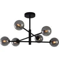 QAZQA Plafonnier moderne noir avec verre fumé 6 lumières - Ryan