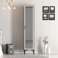 Skye Decor , Kumsal R - Noyer, Blanc, Armoire, Noyer, PANNEAUX DE PARTICULES 100 % MÉLAMINÉS, 40 x 201,4 x 47,5 cm