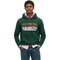 Superdry pour homme. M2014360A Sweat à capuche Stacked vert (S), Casuel, Coton