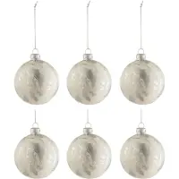 J-Line Boite de 6 boules de noel marbre verre blanc/argent small