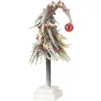 J-Line Sapin de noel bonnet+led artificiel neige vert/rouge small