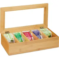 Relaxdays Scatola porta-tè-e-tisane, Accessoires de thé, Marron
