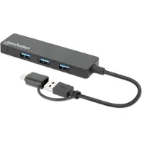 Manhattan 180863 4-Port USB 3.0 Typ-C / Typ-A Kombi-Hub schwarz