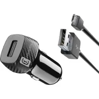 Cellularline Chargeur voiture USB 2 A + Câble microUSB Blanc