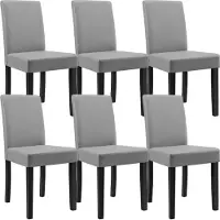 En.casa Chaise de salle à manger 'Hamburg' (lot de 6) Chaise rembourrée similicuir pieds en bois gris clair