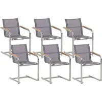 Beliani Lot de 6 chaises de jardin en résille grise et acier inoxydable, sans cadre, style minimaliste, pour le jardin