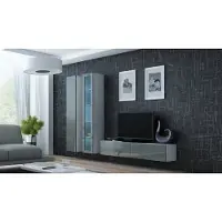 Cama RTV Cabinet VIGO '140' 30/140/40 blanc/gris brillant, Blanc, Panneau de particules, Blanc, Panneau de particules, Stratifié, Mat