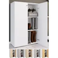 VCM XL bois Grande armoire à chaussures Étagère à chaussures Grande botte Meuble d'entrée Lona 3 compartiments