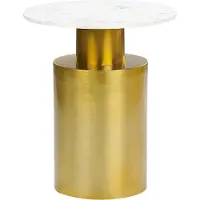 Beliani Table basse métal blanc et or base pierre ronde forme géométrique table d'appoint style moderne