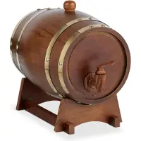 Relaxdays Holzfass, Distributeur de boissons, Marron