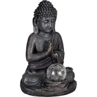 Eglo Lumière de jardin Décoration solaire Bouddha, 27 cm, Gris (IP44)