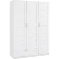 En.casa Armoire 'Finning' avec 3 portes, 2 tringles, 7 compartiments, 1 tiroir blanc
