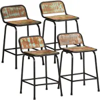 vidaXL Tabouret de bar 4 pcs. 46x35,5x70 cm Vieux bois massif
