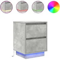 vidaXL Tables de chevet avec lumières LED 2 pcs gris béton 38x34x50 cm