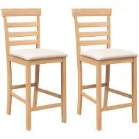 vidaXL Tabouret de bar avec coussin 2 pcs. Nature bois massif hévéa