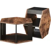 En.casa Ensemble de tables basses « Molde » (2 pièces), à disposer verticalement ou horizontalement, noir / aspect noyer