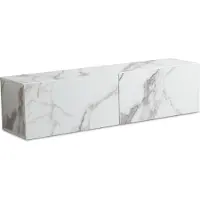 Wohnling Meuble bas suspendu aspect marbre blanc 120x30x30 cm Meuble TV Table TV avec portes battantes Meuble TV moderne Meuble TV mural Commode TV Commode TV