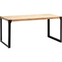 FineBuy Table de salle à manger rectangulaire 180 cm en bois massif d'acacia - Table de salle à manger au design industriel avec châssis métallique, table de cuisine en bois massif 6 - 8 personnes