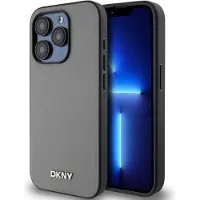 DKNY Pu Leather Metal Logo Magsafe Iphone 14 Pro Phone Case Gris