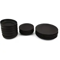 Hermia Concept , CRT18YS740170, services de table, service de table (18 pièces), noir mat, porcelaine, 27 x 27 x 2,5 cm