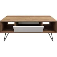 Skye Decor , Mistico - Walnut, White, Table basse, noyer, 100 % ESPAGNE MÉLAMINE, 120 x 60 x 45,6 cm
