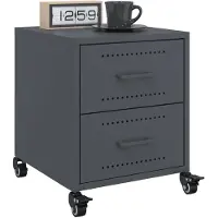 vidaXL Tables de chevet 2 pcs anthracite 36x39x43,5 cm acier