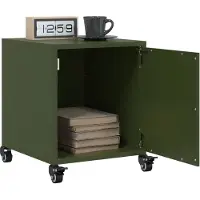 vidaXL Tables de chevet 2 pcs vert olive 36x39x43,5 cm acier