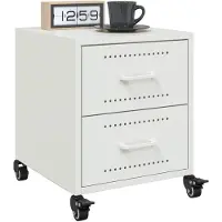 vidaXL Tables de chevet 2 pcs blanc 36x39x43,5 cm acier