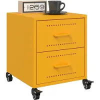 vidaXL Tables de chevet 2 pcs jaune moutarde 36x39x43,5 cm acier