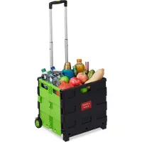 Relaxdays Chariot de courses, pliable, Vert