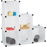Relaxdays Tagère Escalier 6 Compartiments Meuble Bibliothèque Séparation Multi-cases Séparateur De Pièces, Blanc -