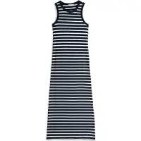 Tommy Hilfiger Robe Longue Moulante Sans Manches Slim 5x2 Rib Midi Dress Ns/Dark Night Navy/ Ecru Stp - S