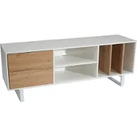 FineBuy Meuble TV bas, finition chêne, 150 x 55 x 40 cm, blanc - Meuble TV moderne, meuble TV haut, table TV, meuble TV avec tiroirs et étagère