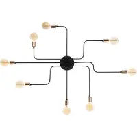 Opviq , applique murale moderne en fer, noir et bronze, Ø 125 cm, hauteur 15 cm | Douille E27, max. 40 W, IP20 | Un design industriel élégant pour toutes les pièces.