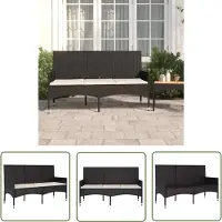 The Living Store Banc de jardin 3 places avec coussins Noir Poly Rattan