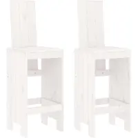 The Living Store Tabouret de bar 2 pcs. Blanc 40x42x120 cm Pin massif